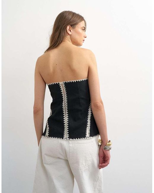 TOPSHOP Multicolor Crochet Detail Bandeau Top