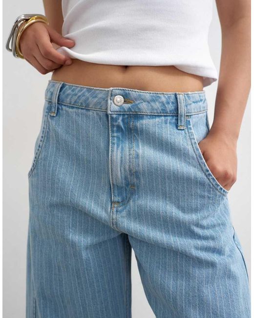 TOPSHOP Blue Horseshoe Mid Rise Barrel Jeans