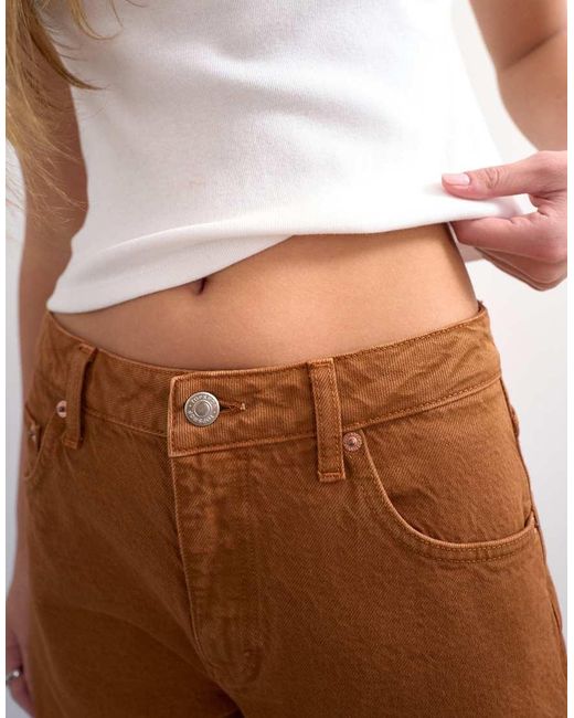 TOPSHOP White Barrel Mid Rise Jeans