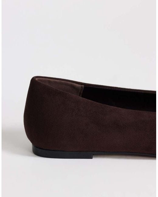 TOPSHOP White Duke Faux Suede Chiselled Ballet Flat