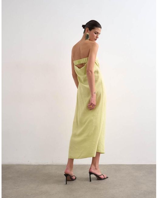 TOPSHOP Natural Cowl Back Bandeau Midi Dress