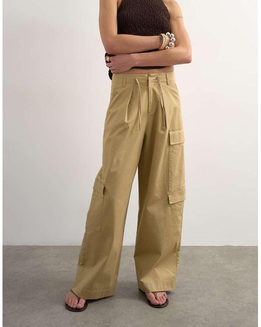 TOPSHOP White Clean A Line Wide Leg Cargo With Tie Waist