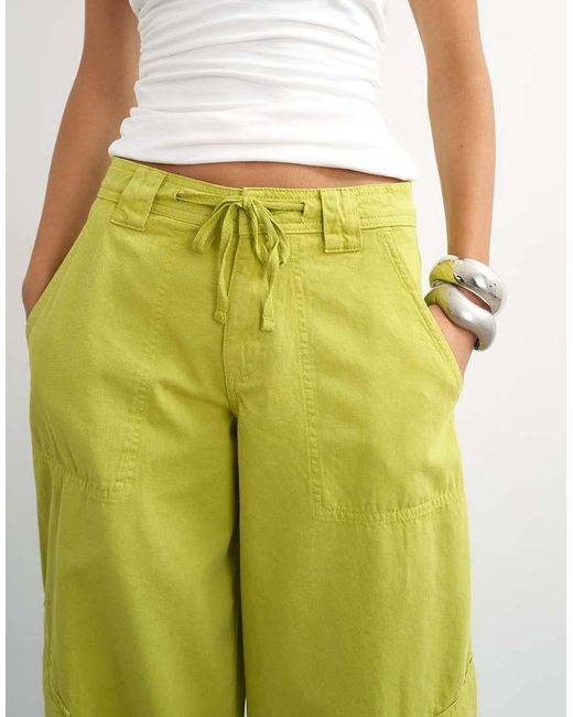 TOPSHOP Green Tie Waist Cargo Trouser