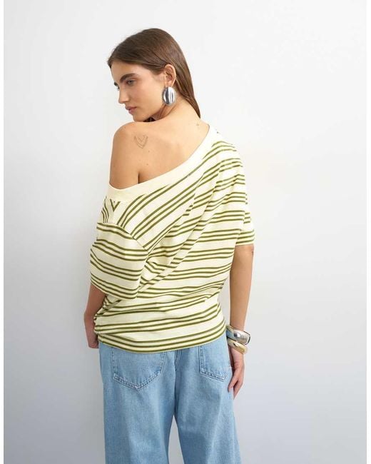 TOPSHOP White Fallen Shoulder T-Shirt
