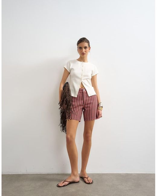 TOPSHOP White Denim Editor Shorts