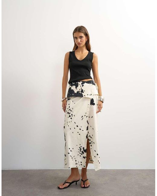 TOPSHOP Natural Twill Wrap Tie Detail Maxi Skirt