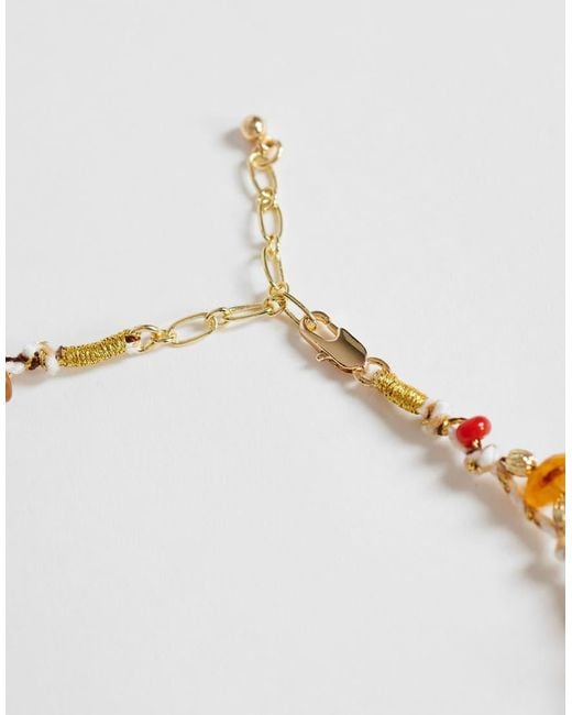 TOPSHOP Metallic Orla Bead Necklace With Charms
