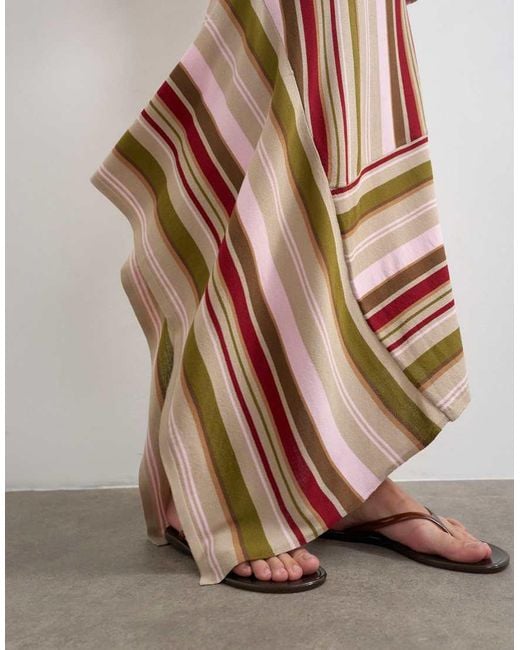TOPSHOP Green Knitted Stripe Full Skirt Co-ord