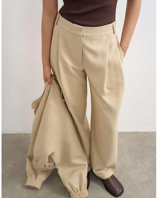 TOPSHOP Natural Co Ord Twisted Seam Slim Trouser