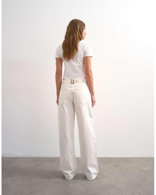 TOPSHOP White Cinch Low Rise Relaxed Jeans