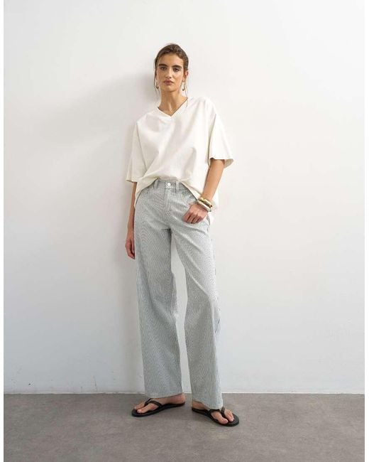 TOPSHOP Gray Cinch Low Rise Relaxed Jean