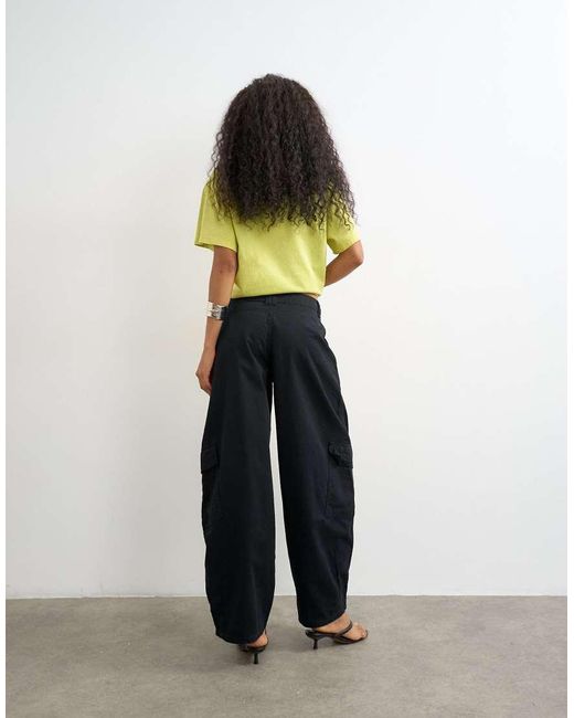 TOPSHOP Black Tie Waist Cargo Pants