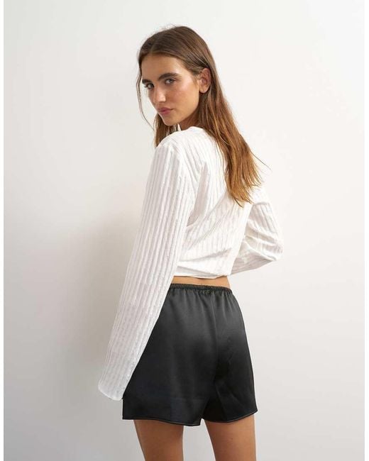 TOPSHOP Gray Satin Button Detail Short