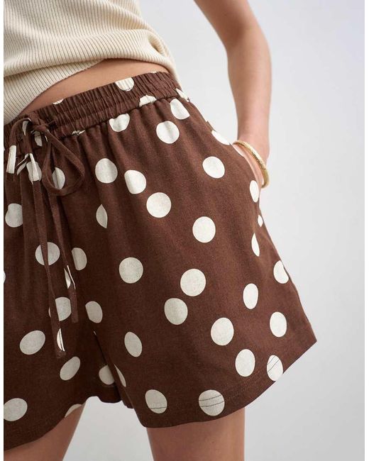 TOPSHOP Natural Linen Mix A-line Shorts