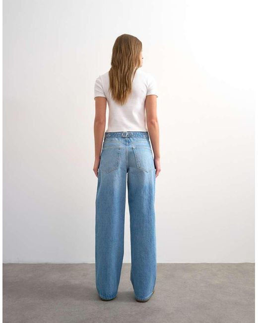 TOPSHOP Blue Cinch Low Rise Relaxed Jean