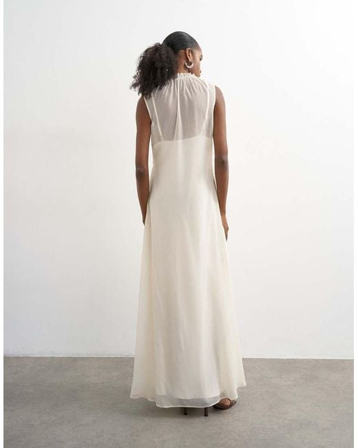 TOPSHOP Blue Chiffon Sleeveless Maxi Dress With Ruched Artwork