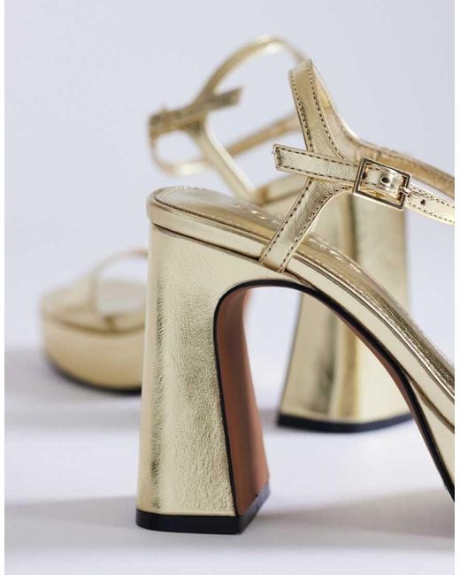 TOPSHOP Metallic Faye Platform Two Part High Heel Sandals