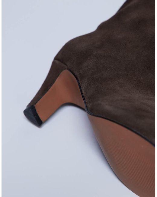 TOPSHOP Brown Nelly Real Suede Pointed Toe Slouch Boot