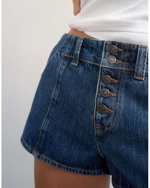 TOPSHOP Multicolor Denim Button Fly Knicker Shorts