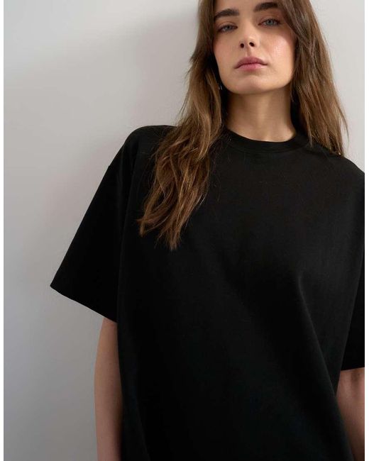 TOPSHOP Black Premium Interlock Oversized Tee