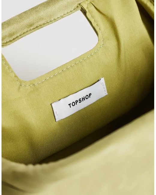 TOPSHOP Green Gordan Medium Suedette Clutch With Handle