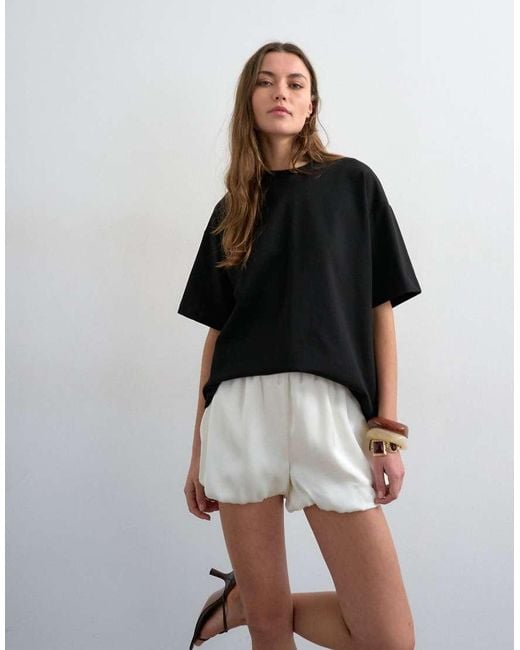 TOPSHOP Gray Satin Bubble Shorts