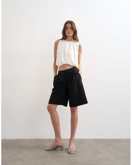 TOPSHOP Black Bubble Drape Top