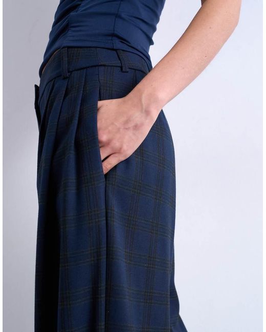 TOPSHOP Blue Tailored Pleated High Waist Trouser