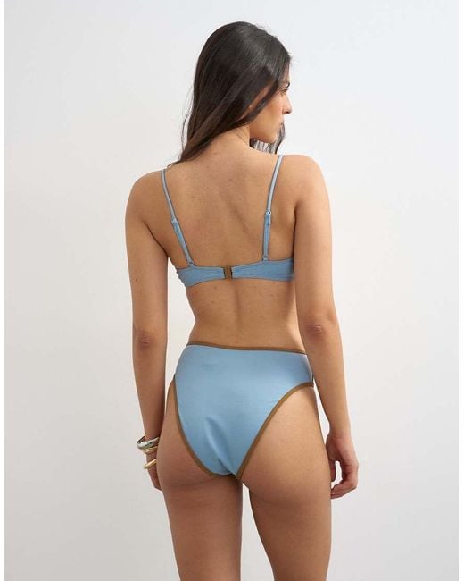 TOPSHOP Blue Ibiza High Waisted Bikini Bottom