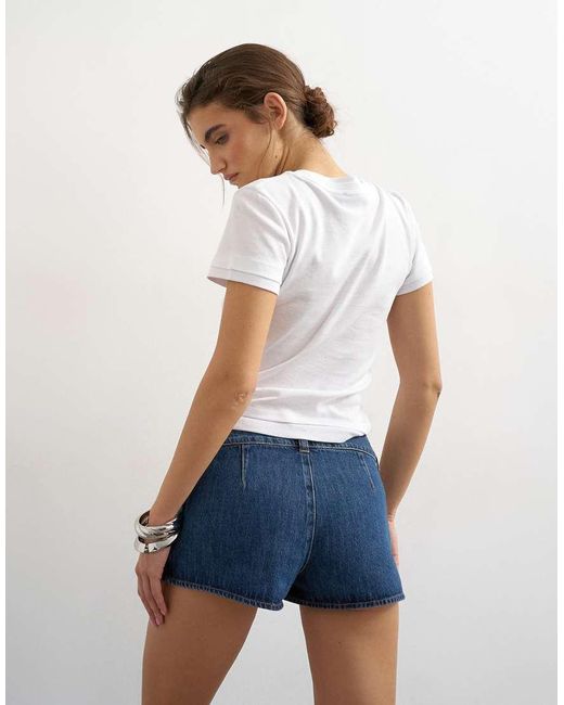 TOPSHOP Multicolor Denim Button Fly Knicker Shorts