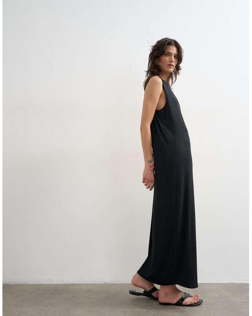 TOPSHOP White Drop Armhole Rib Maxi Dress