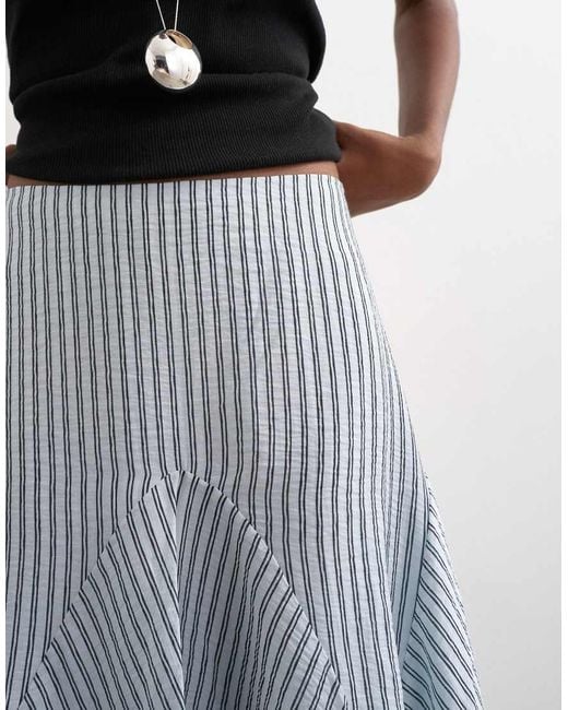 TOPSHOP Gray Drop Waist Godet Hem Crinkle Skirt