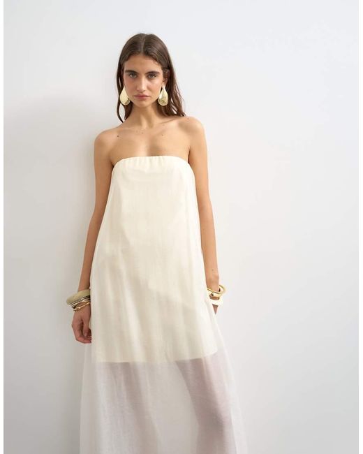 TOPSHOP White Organza Layered Bandeau Maxi Dress