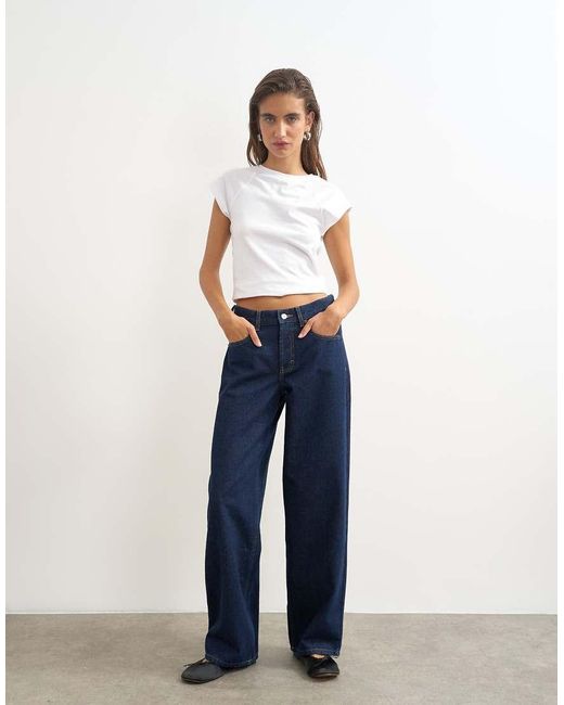 TOPSHOP Blue Cinch Low Rise Relaxed Jean