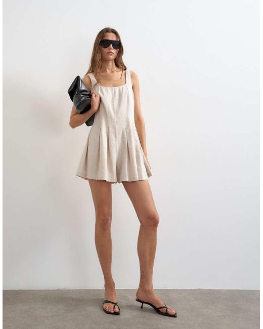 TOPSHOP Natural Tailored Linen Romper