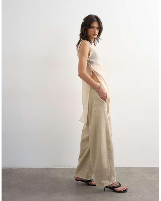 TOPSHOP Natural Pull On Barrel Jean