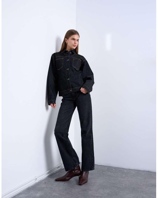 TOPSHOP Black Denim Cinch Detail Shacket