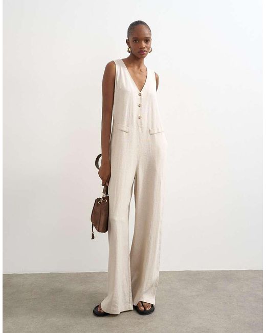 TOPSHOP Natural Tailored Linen Blend Jumpsuit