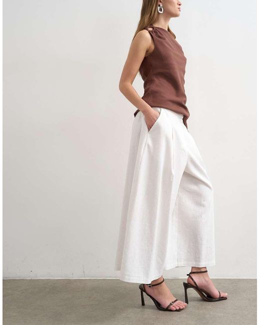 TOPSHOP White Linen A-line Culottes