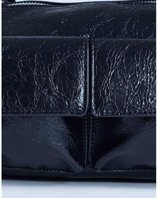 TOPSHOP Blue Safia Front Pocket Shoulder Bag