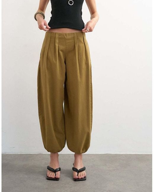 TOPSHOP Green Poplin Balloon Trouser