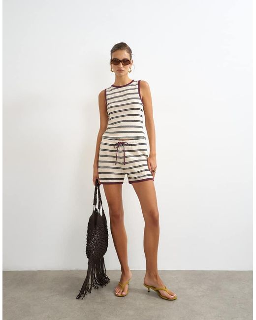 TOPSHOP Brown Striped Sleeveless Co-ord Tank Top