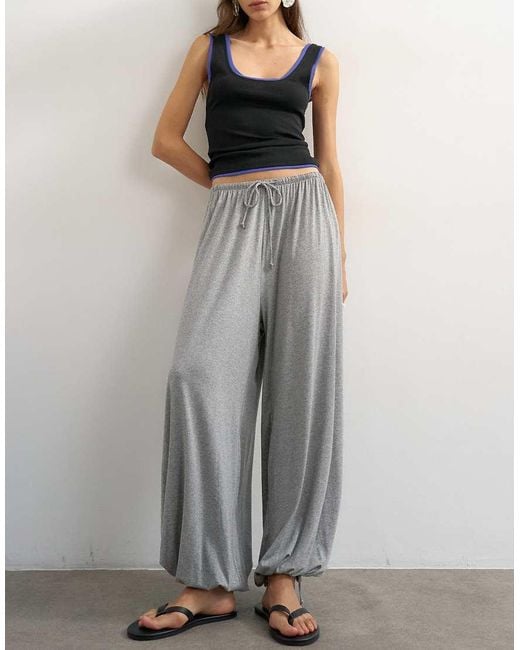 TOPSHOP Gray Jersey Viscose Balloon Trousers