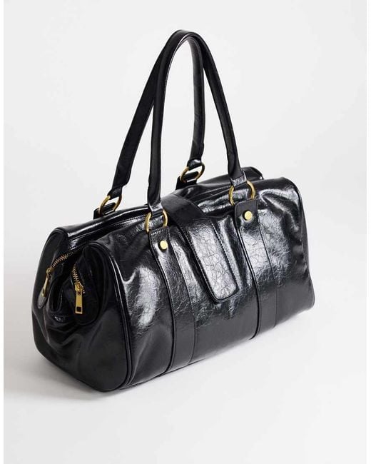 TOPSHOP Black Star Hardware Detail Bowler Shoulder Bag