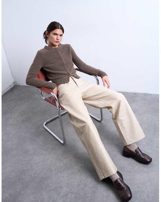TOPSHOP Gray Faux Leather A Line Trouser