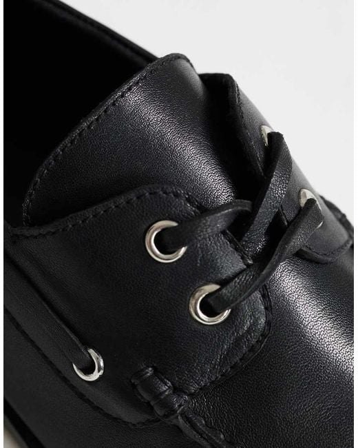 TOPSHOP Black Brandi Leather Lace Up Shoes