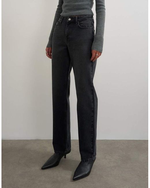 TOPSHOP Gray Vintage Straight Mid Rise Jean