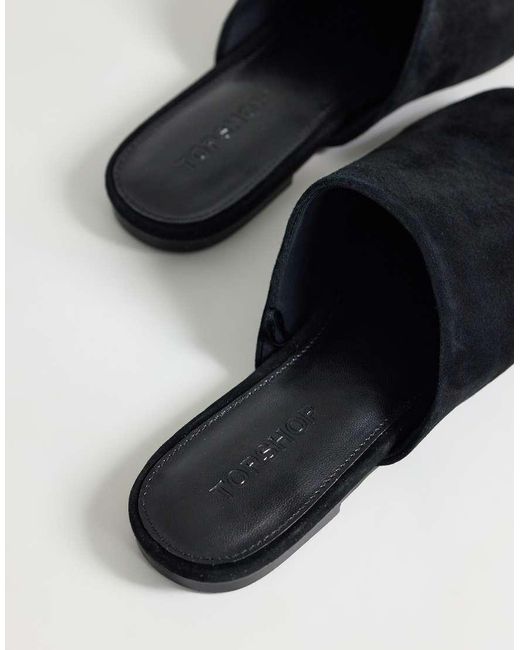 TOPSHOP Blue Lillie Real Suede Round Toe Flat Shoe