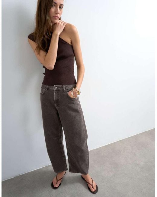 TOPSHOP White Barrel Mid Rise Jeans