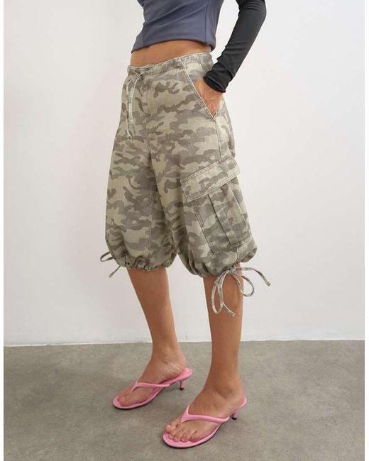TOPSHOP Natural Denim baggy Camo Jorts